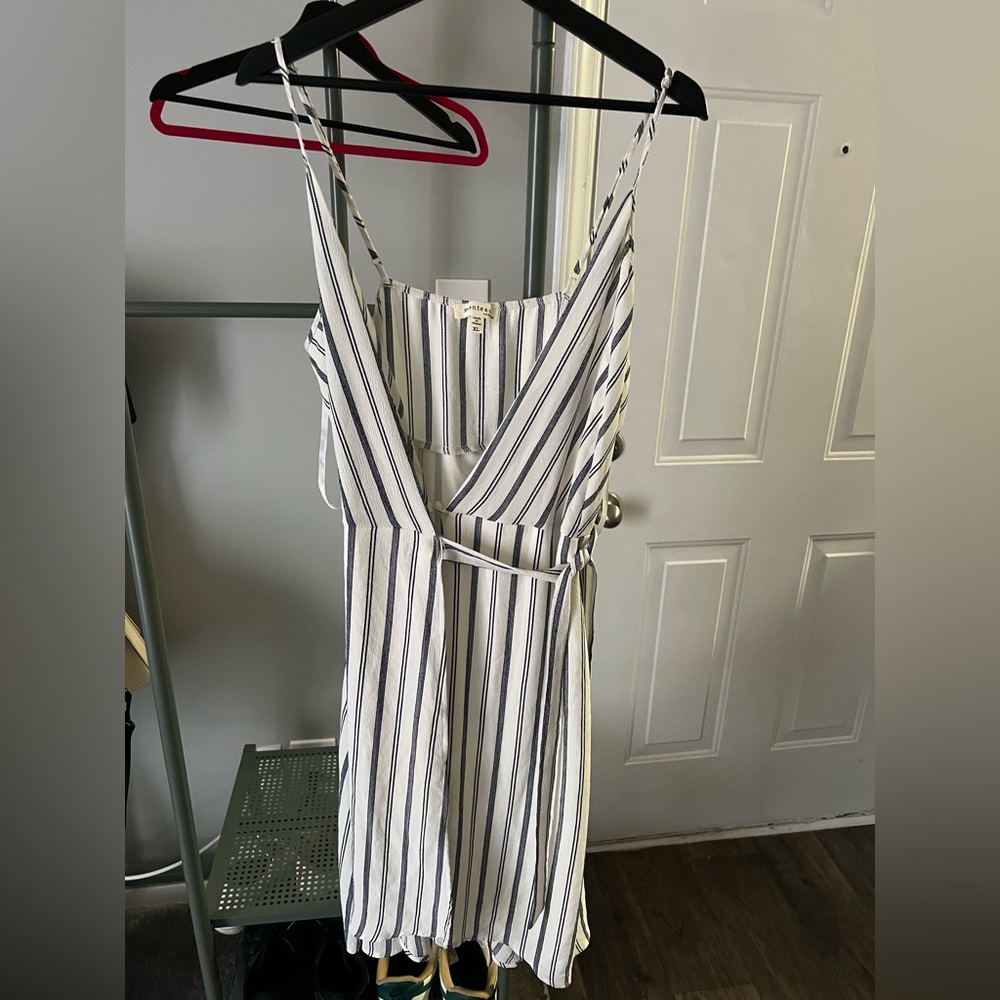 Striped midi dress with front wrap size XL